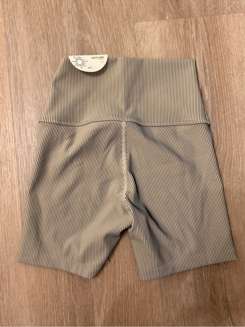 High-Rise Ribbed Bike Shorts in Taupe